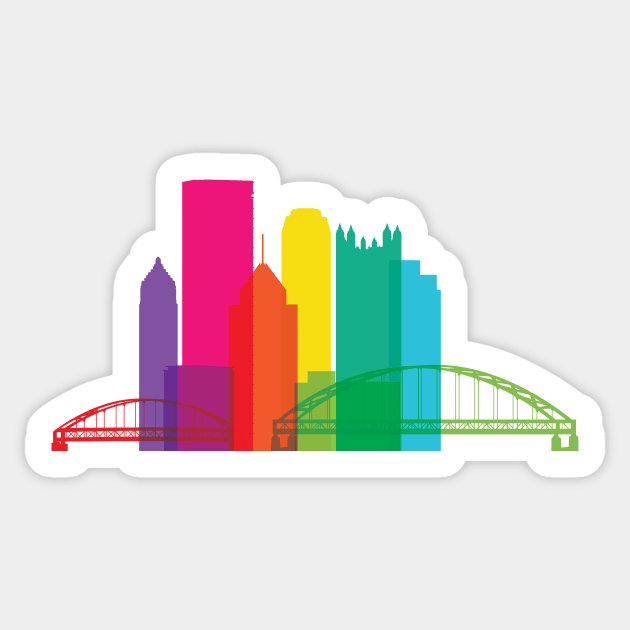 Pittsburgh Downtown Rainbow City Skyline Sticker by polliadesign